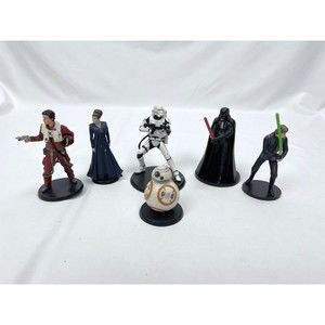 Disney Star Wars Figures Darth Vader BB-8 Storm Trooper Set of 6 Cake Toppers